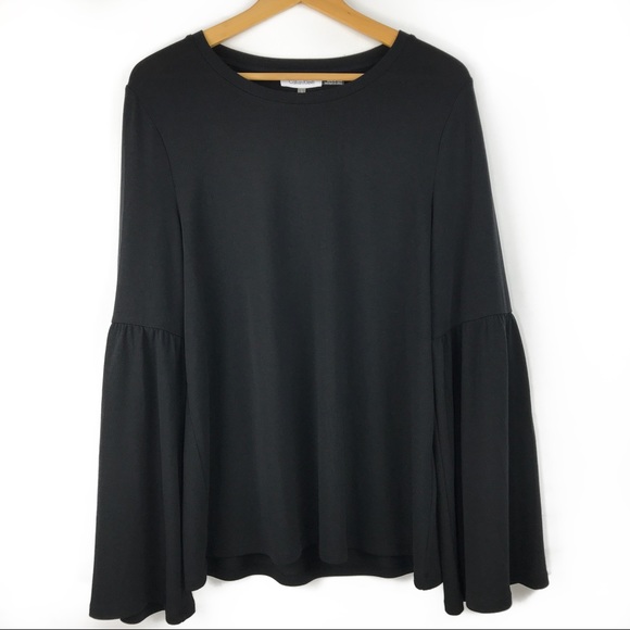 Calvin Klein Tops - Calvin Klein Black Bell Sleeve Blouse Size Large
